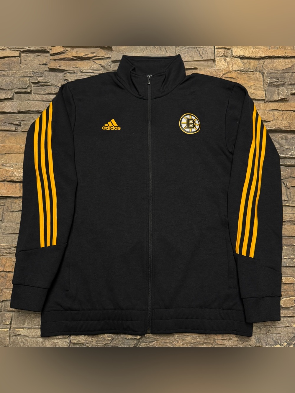 Boston Bruins Adidas Full Zip Sweatshirt Men’s XL Black Adidas NHL Hockey Retro